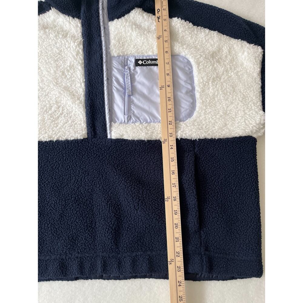 Columbia Jacket Womens XL Blue White Sherpa Fleece Colorblock Snap Front Relaxed - Picture 8 of 12